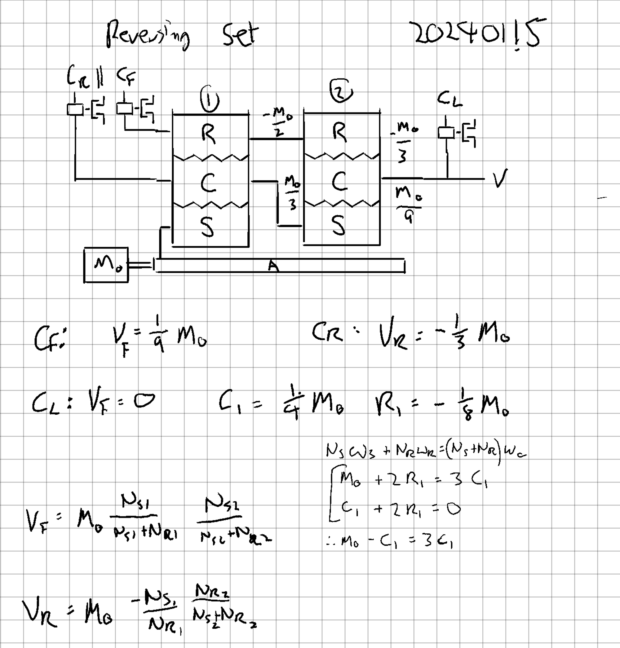 A simple reversing gearbox using planetary gear sets